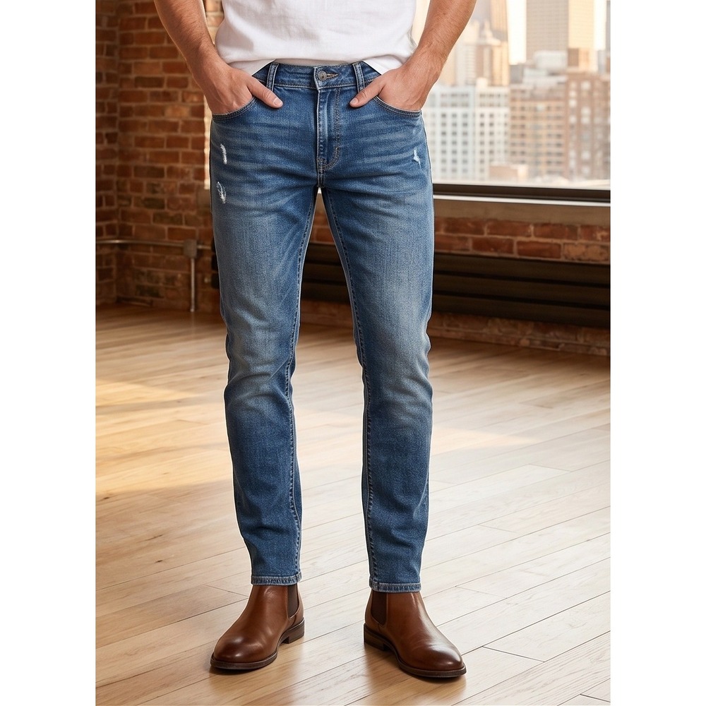 Levi's 711 Skinny Distressed Denim Jeans Men's 31 Blue Medium Wash Casual Cotton